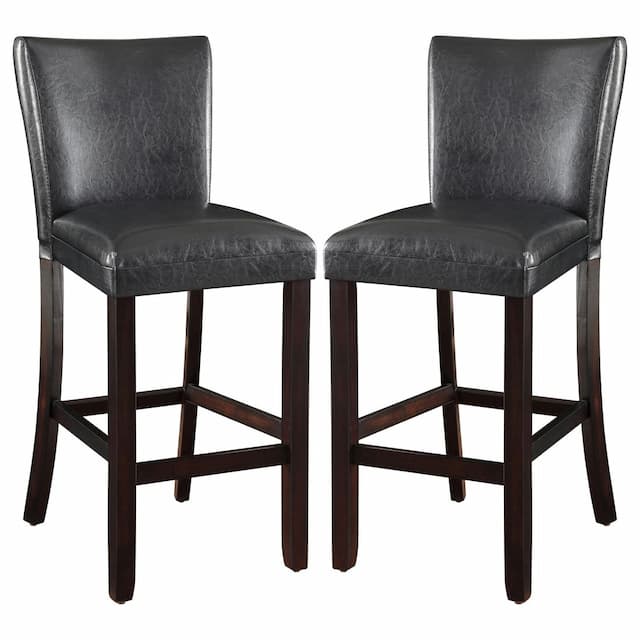 Alberton Leatherette Upholstered Bar Chair Black (Set of 2)