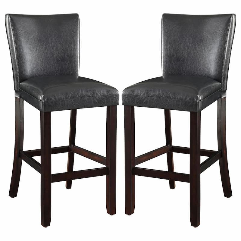 Alberton Leatherette Upholstered Bar Chair Black (Set of 2)