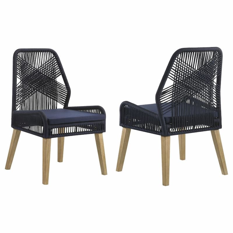 Nakia Woven Rope Dining Side Chairs Dark Navy (Set of 2)