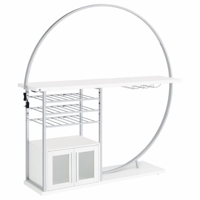 Risley 2-door Circular LED Home Bar Cabinet White High Gloss
