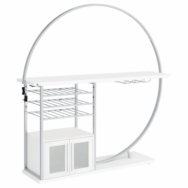 Risley 2-door Circular LED Home Bar Cabinet White High Gloss