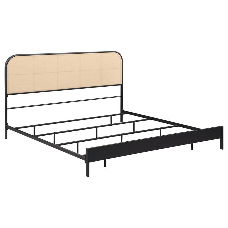 Amherst Radio Weave Rattan Metal Eastern King Bed Black