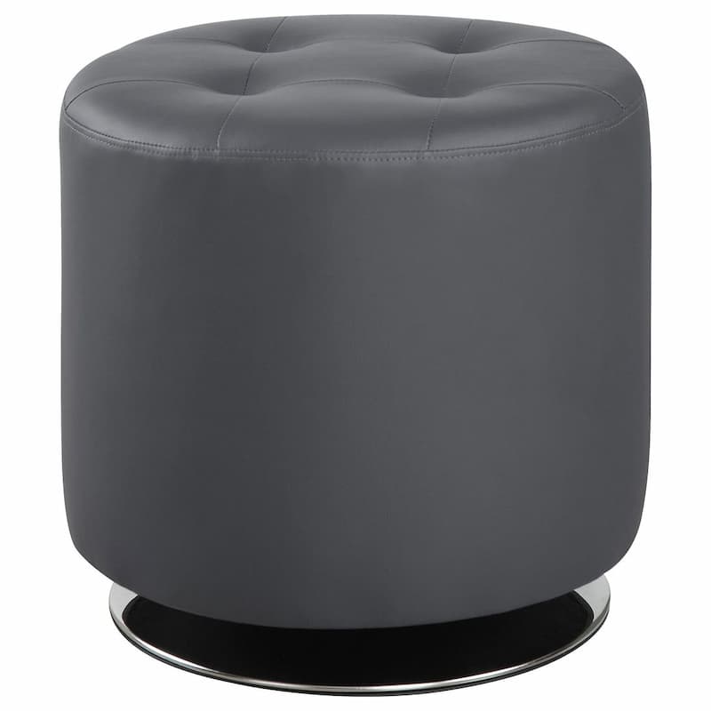 Bowman Round Upholstered Tufted Swivel Ottoman Grey