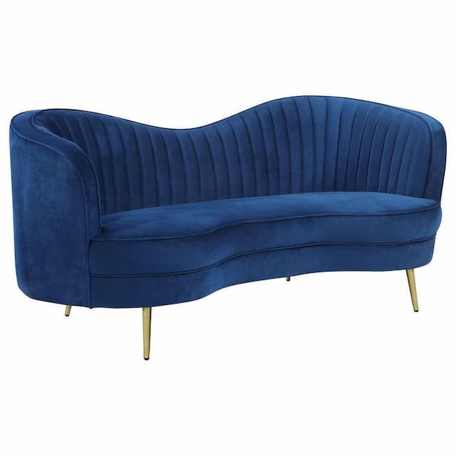Sophia Upholstered Channel Tufted Loveseat Blue