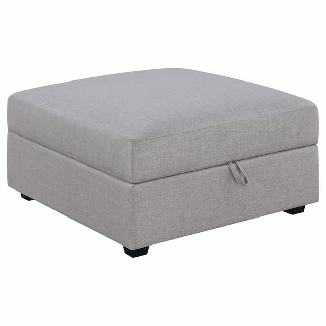 Cambria Square Upholstered Storage Ottoman Grey