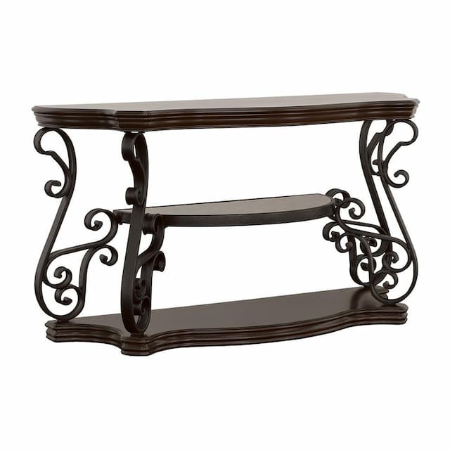 Laney Scrollwork Entryway Sofa Console Table Deep Merlot
