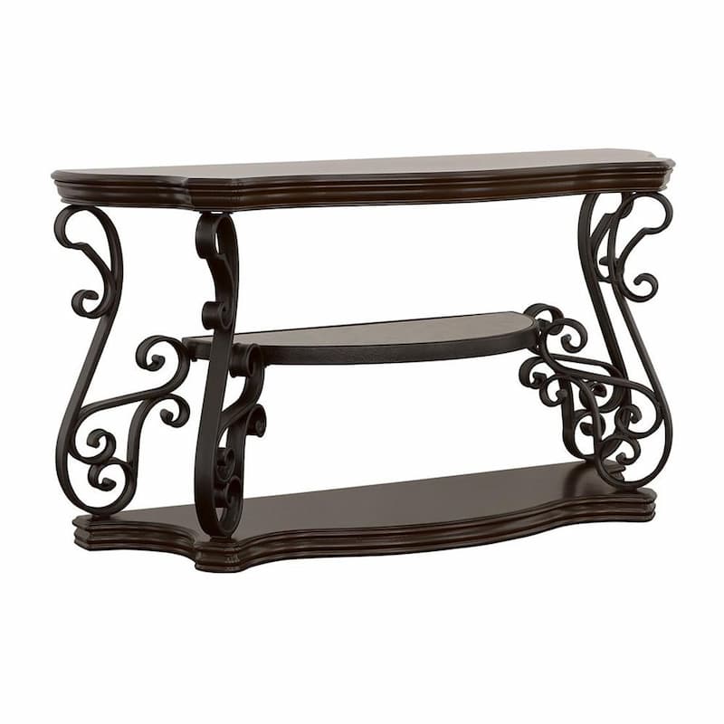 Laney Scrollwork Entryway Sofa Console Table Deep Merlot