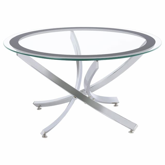Brooke Round Glass Top Coffee Table Metal Base Chrome