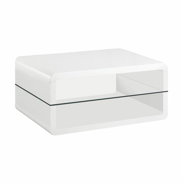 Elana 1-shelf Rectangular Coffee Table White High Gloss