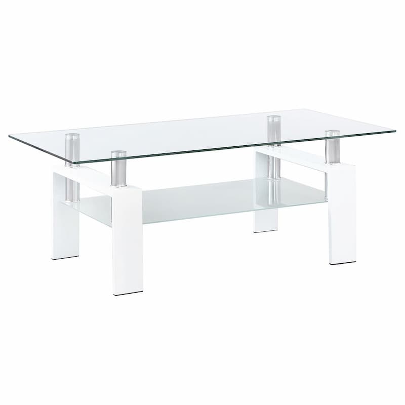 Dyer 1-shelf Rectangular Glass Top Coffee Table White