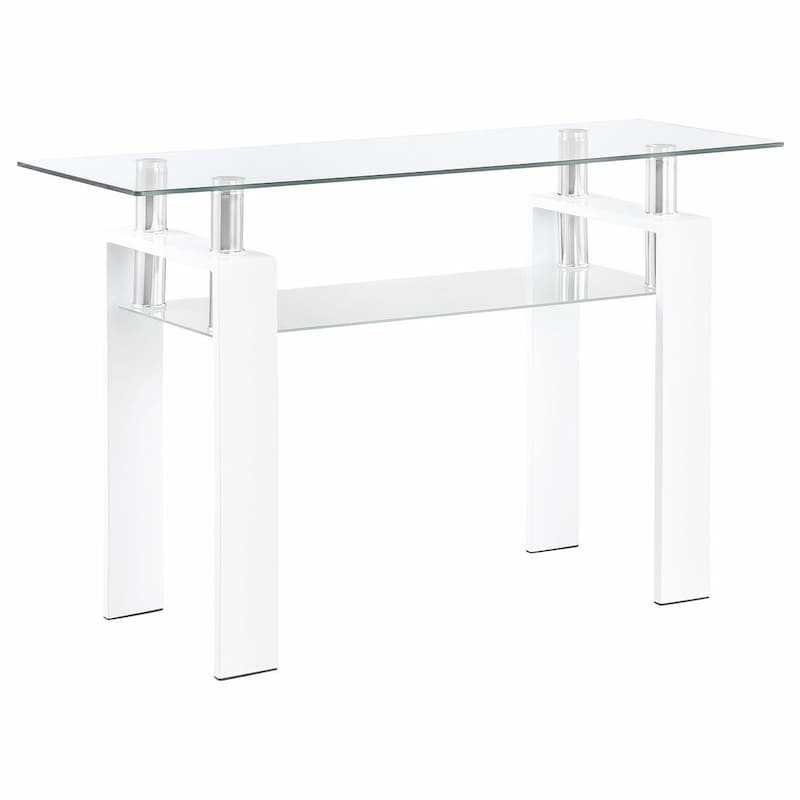 Dyer Rectangular Glass Top Entryway Sofa Console Table White