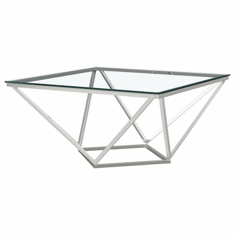 Brittania Square Glass Top Geometric Coffee Table Nickel