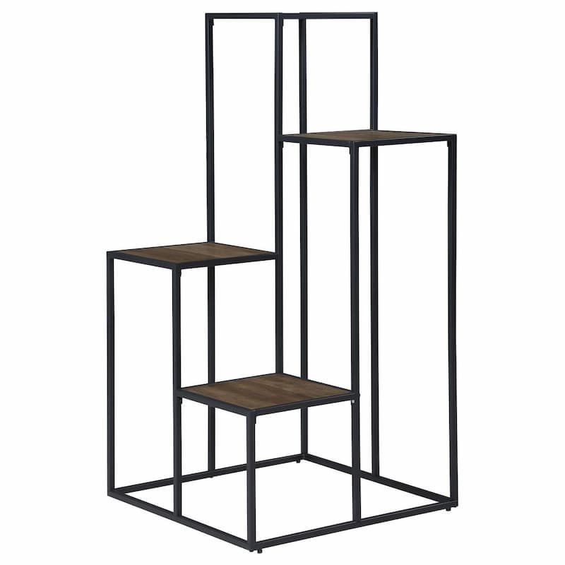 Rito 4-tier Multi-Display Shelf Rustic Brown and Black