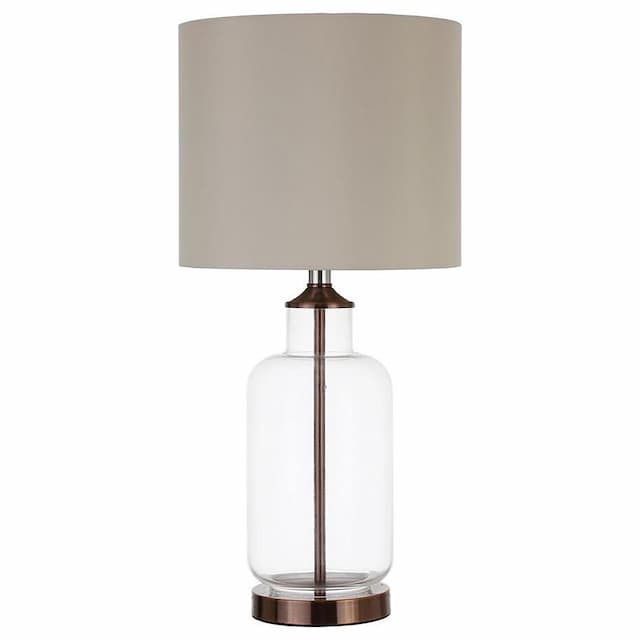 Aisha 25-inch Drum Shade Glass Table Lamp Antique Brass