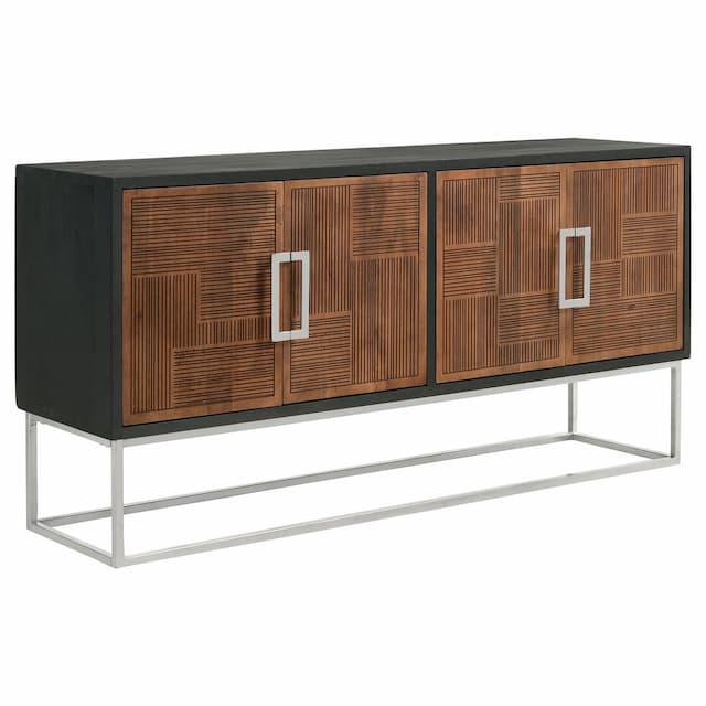 Borman 4-door Wood Accent Cabinet Walnut and Black