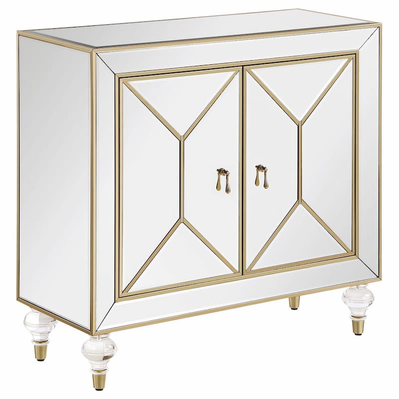 Lupin 2-door Mirrored Storage Accent Cabinet Champagne
