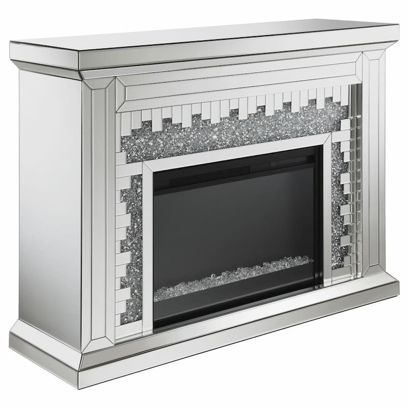 Gilmore Mirrored Freestanding Electric Fireplaces Silver