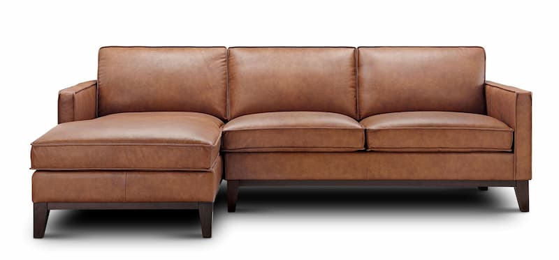 Pimlico Contemporary 100% Top Grain Leather Sectional with Chaise