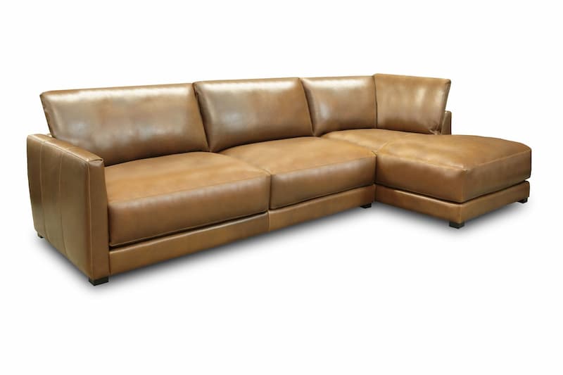Raffa 100% Top Grain Leather Contemporary Sectional, Right Arm Chaise