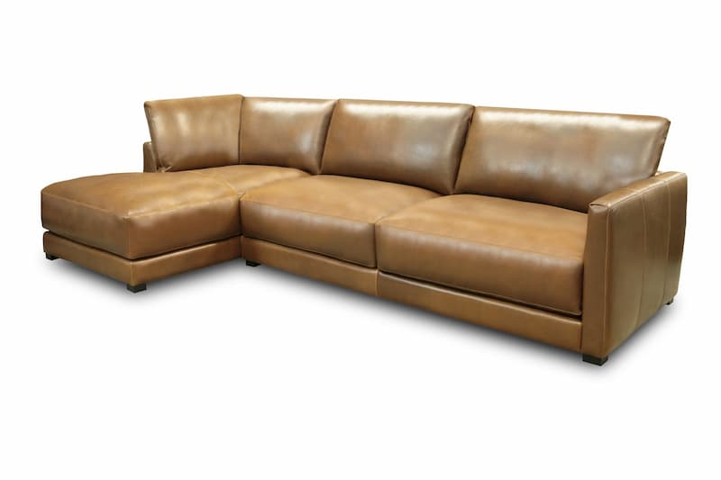 Raffa 100% Top Grain Leather Contemporary Sectional, Left Arm Chaise