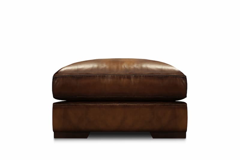 Ramba 100% Top Grain Leather Contemporary Ottoman Footstool