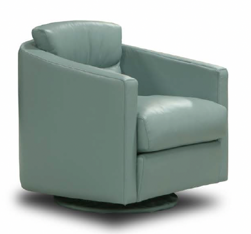 Campbell All Leather Swivel Chair, Portofino Pewter