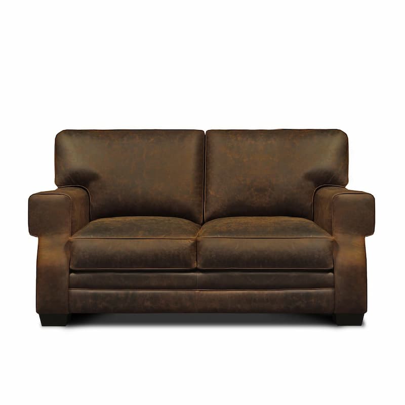 Cordova 100% Top Grain Leather Mid-century Loveseat