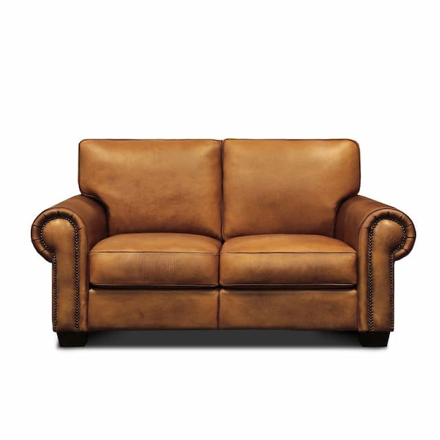 Valencia 100% Top Grain Hand Antiqued Leather Traditional Loveseat