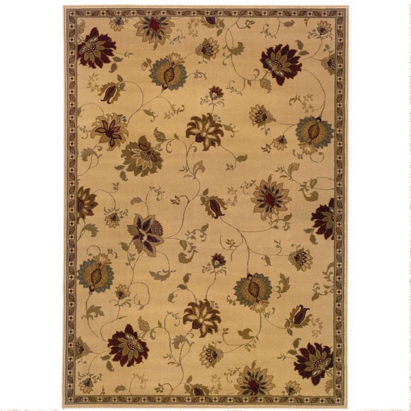 Amelia 008W6 Ivory/ Green Indoor Area Rug - 5' x 7'6"