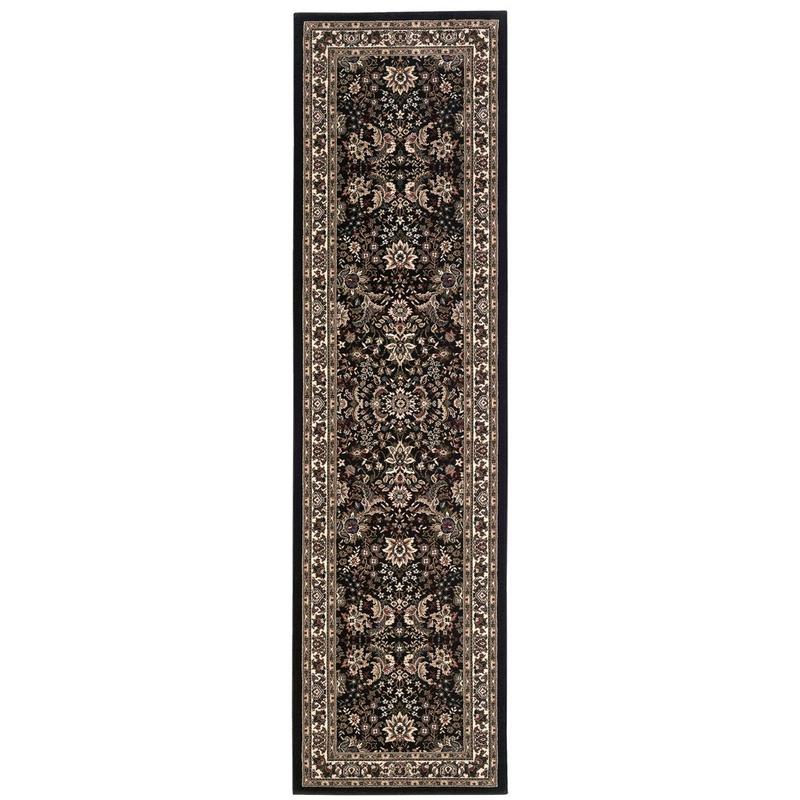 Ariana 213K8 Black/ Ivory Indoor Area Rug - 2'3" x 7'9"