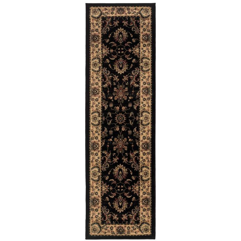 Ariana 311K3 Black/ Ivory Indoor Area Rug - 2'3" x 7'9"
