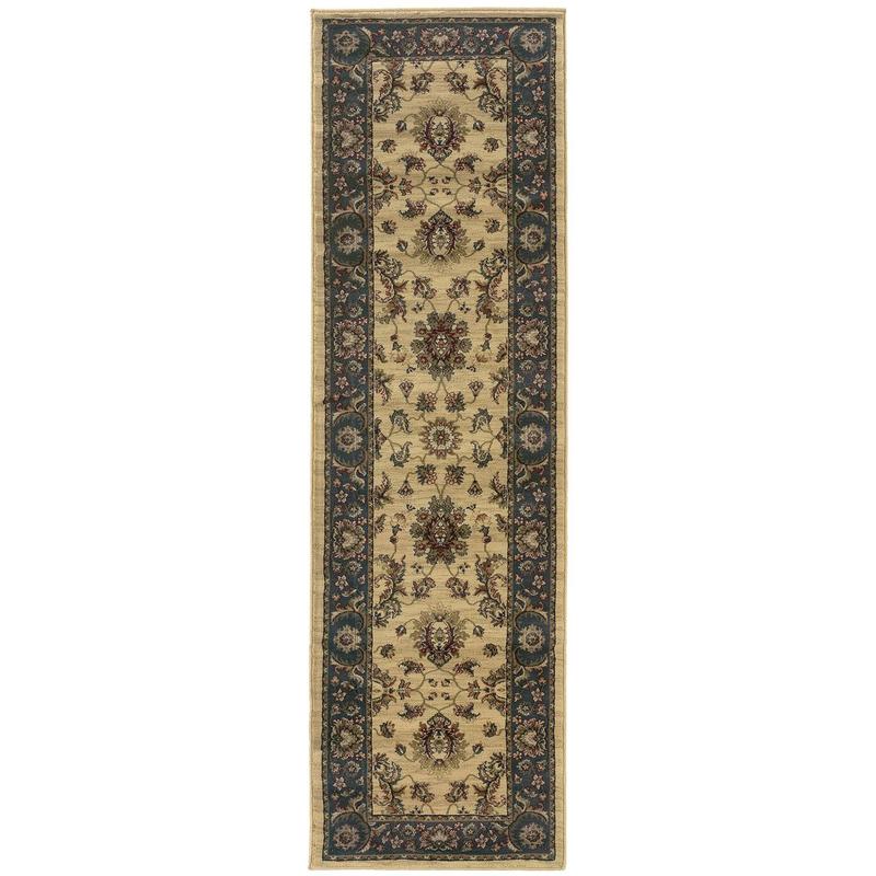 Ariana 311Z3 Ivory/ Blue Indoor Area Rug - 2'3" x 7'9"