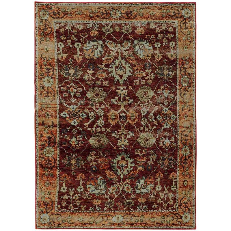 Andorra 7154A Red/ Gold Indoor Area Rug - 3'3" x 5'2"