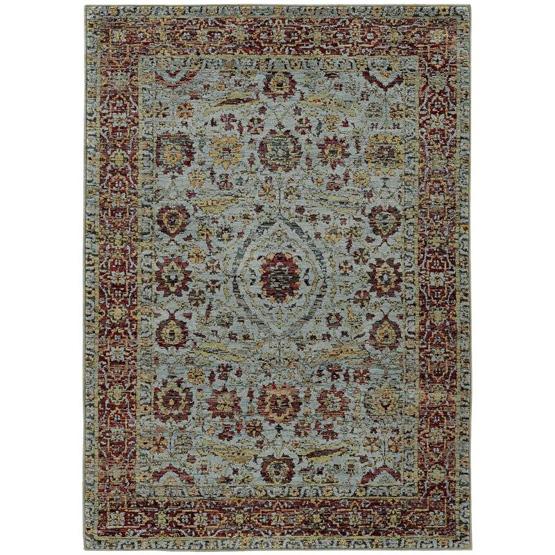 Andorra 7155A Blue/ Red Indoor Area Rug - 6'7" x 9'6"