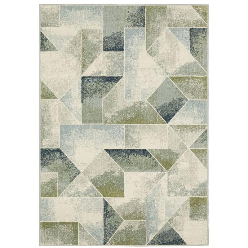 Branson BR10A Blue/ Green Indoor Area Rug - 5'3" x 7'3"