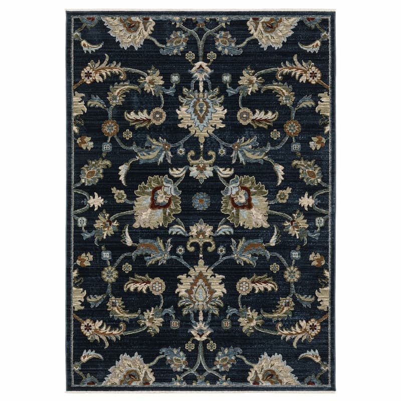 Capella CAP05 Navy Blue/ Multi Indoor Area Rug - 3'3" x 5'