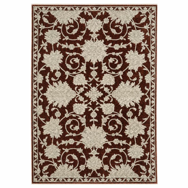 Capella CAP08 Rust Red/ Beige Indoor Area Rug - 3'3" x 5'