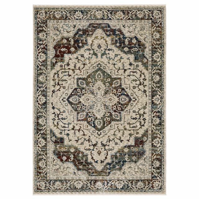 Capella CAP12 Beige/ Multi Indoor Area Rug - 3'3" x 5'