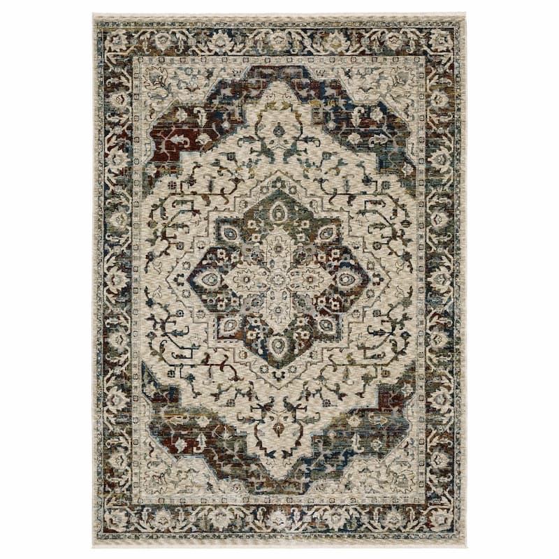Capella CAP12 Beige/ Multi Indoor Area Rug - 3'3" x 5'