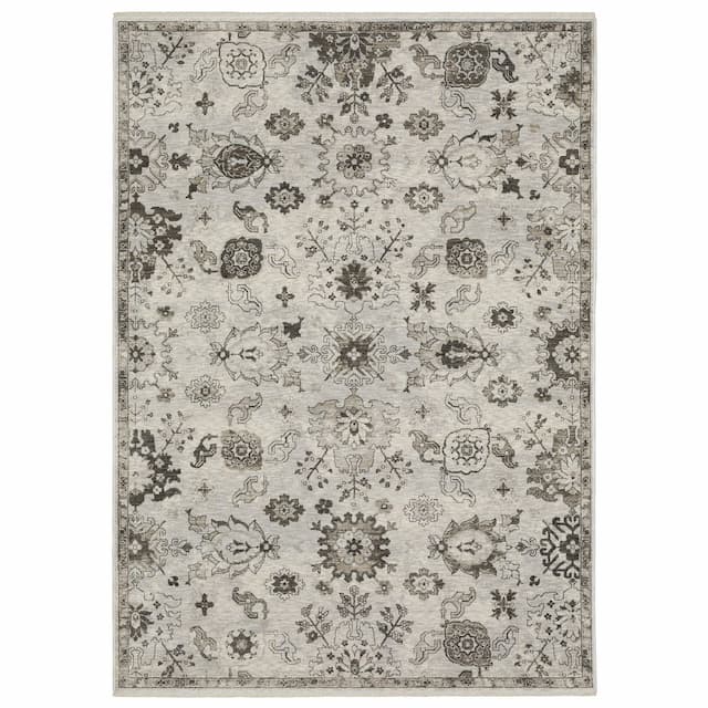 Chamberlain CH06B Ivory/ Grey Indoor Area Rug - 3'3" x 5'
