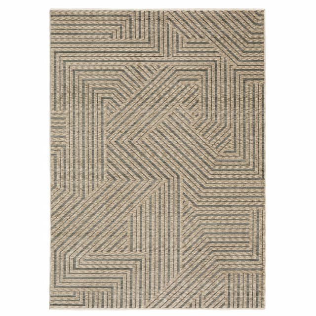Echo ECH01 Beige/ Grey Indoor Area Rug - 3'3" x 5'