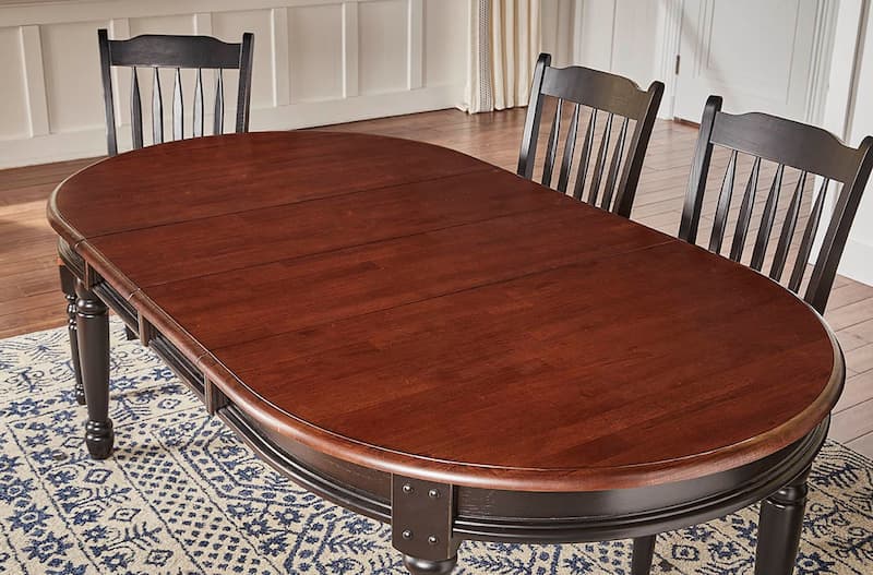 British Isles 54" - 76" Oval Dining Table with (2) 12" Leaves, Merlot-Buttermilk Finish
