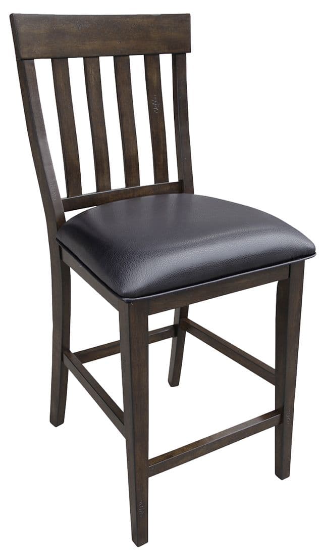 Mariposa Slatback Counter Chair, with Upholstered Seat, Warm Gray Finish
