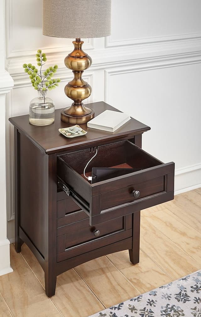 Westlake 3 Drawer Nightstand, Dark Mahogany Finish
