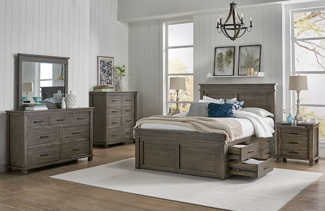 Glacier Point King Captains Bed, Greystone Finish