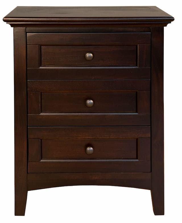 Westlake 3 Drawer Nightstand, Dark Mahogany Finish