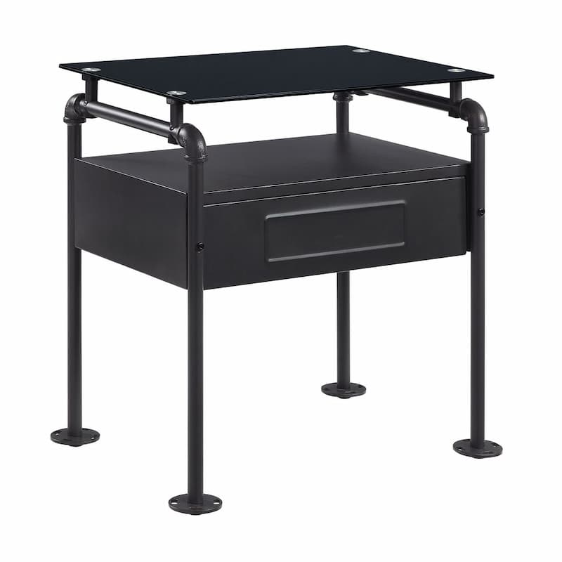 Nicipolis Glass & Sandy Gray Nightstand
