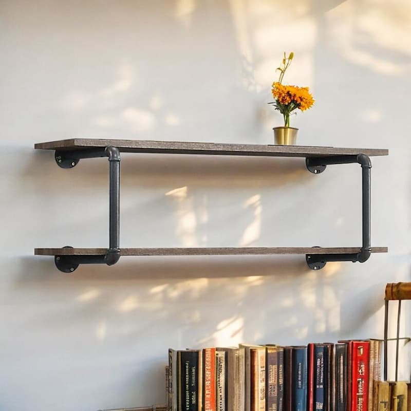 Brantley Antique Oak & Sandy Gray Finish Wall Rack
