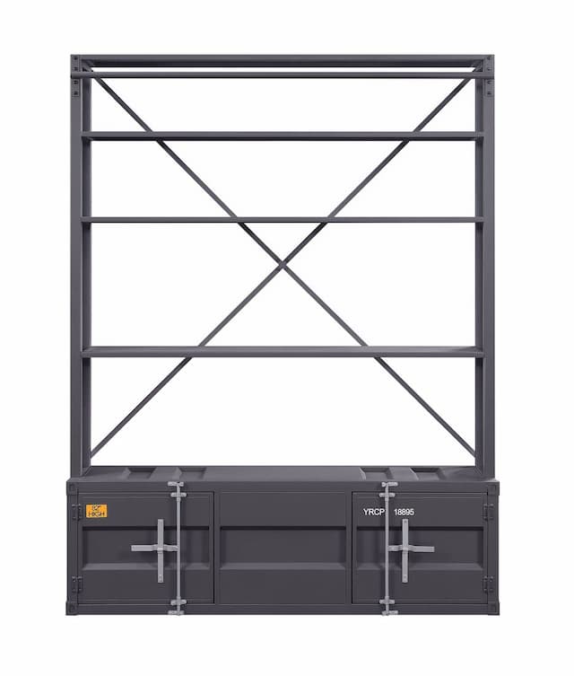 Cargo Gunmetal Bookcase W/Ladder