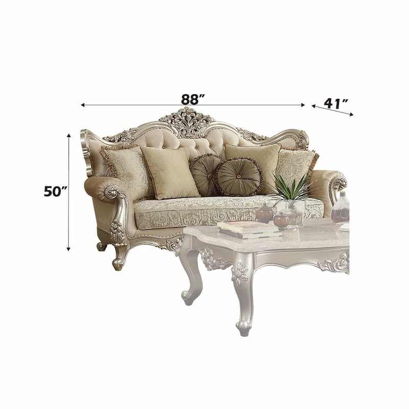 Bently Fabric & Champagne Sofa W/7 Pillows(Same Lv01579)